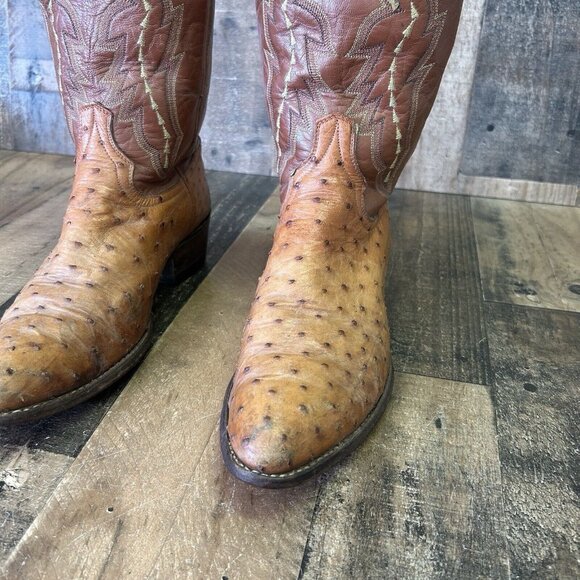 Dan Post Vintage Full Quill Ostrich Western Cowboy Boots Mens 9.5 D - Picture 12 of 12